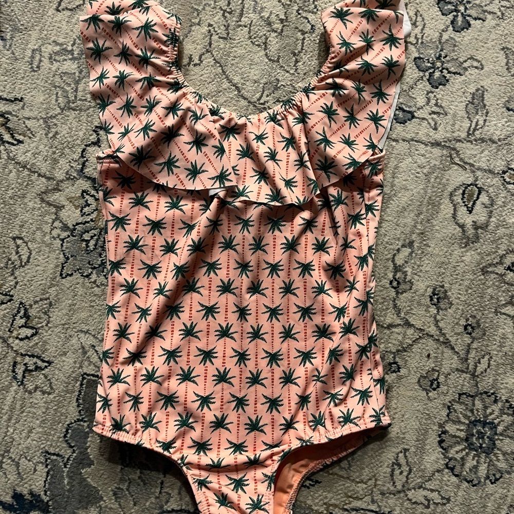 NWT Planet Swim Palm Print Ruffle Swimsuit